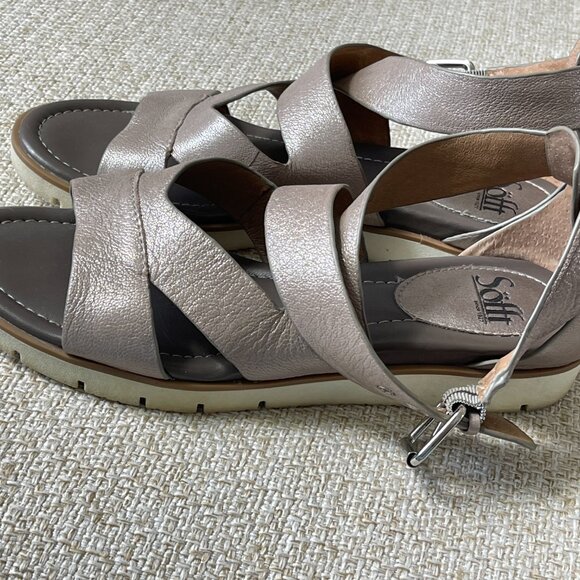 SOFFT Women's Sandal Sofft Bali anthracite metallic silver leather shoe size 9M - Picture 3 of 8